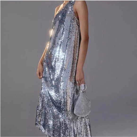 NWT Anthropologie Maeve one shoulder sequin dress - Picture 2 of 5